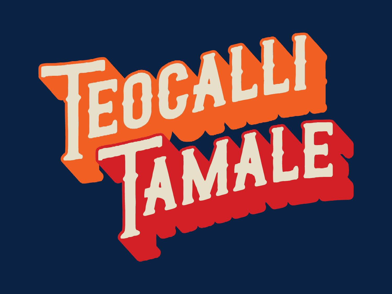 A logo for teocalli tamale on a dark blue background