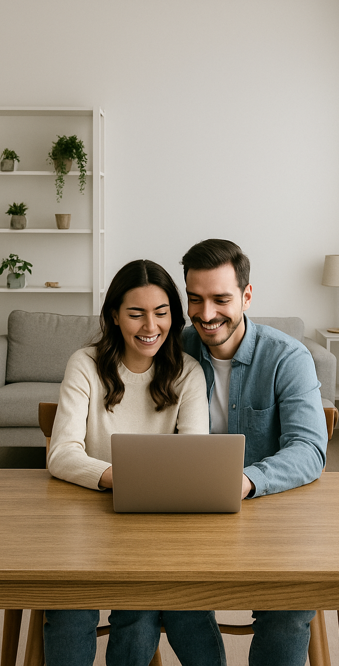 Un couple réserve son petit déménagement en ligne sur 49van.com