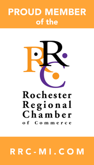 Logo for Rochester Regional Chamber of Commerce: orange and black stylized 