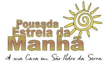Logo for Pousada Estrela da Manhã with a stylized yellow sun icon and the text
