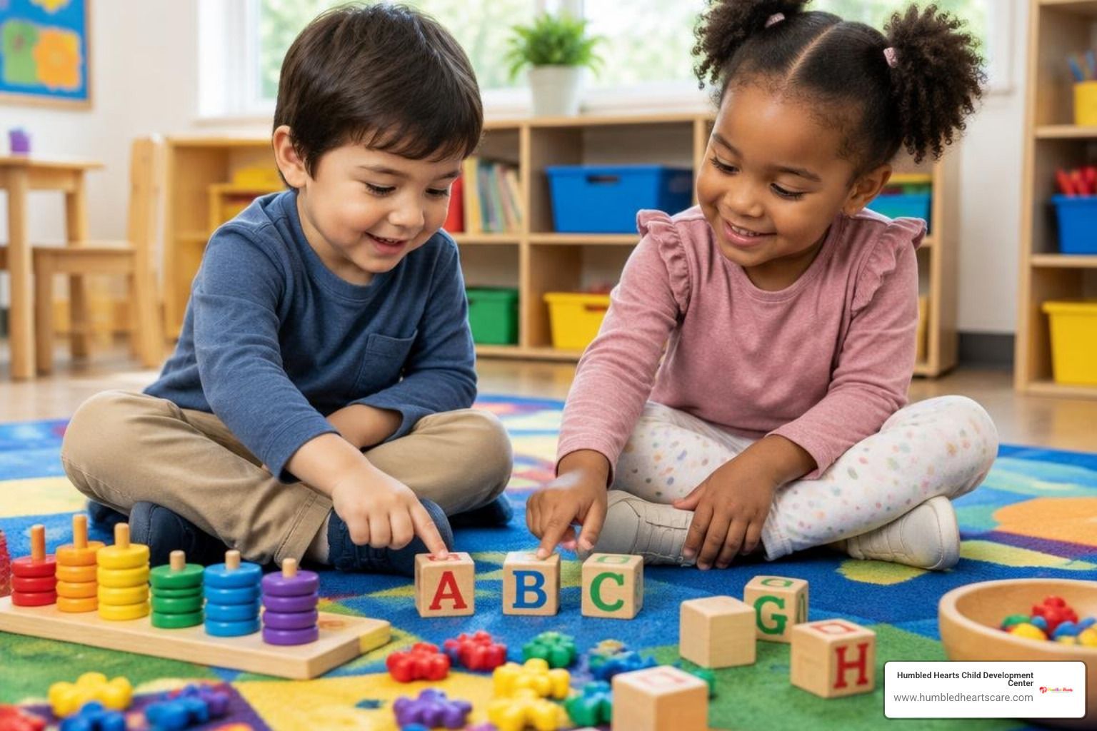 Toddlers engaging in playful sensory counting and letter sound games