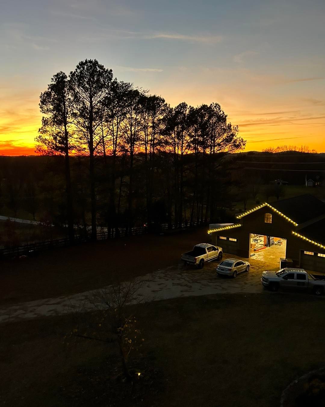 Holiday lights professionally installed on home exterior 