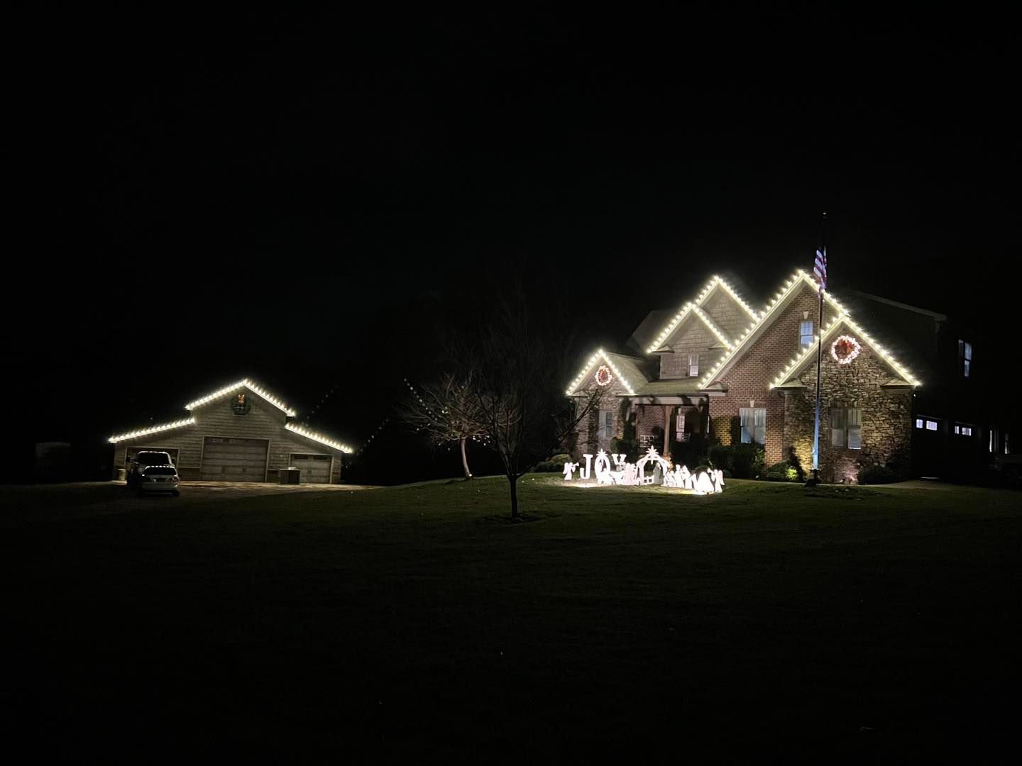 Custom Christmas light installation by Stripes and Edges