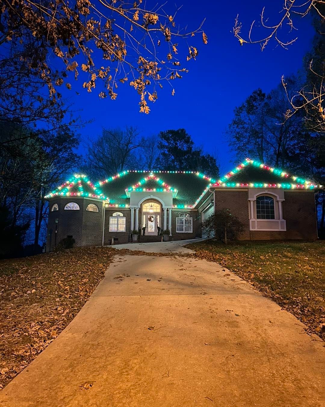 Holiday lighting display on residential property