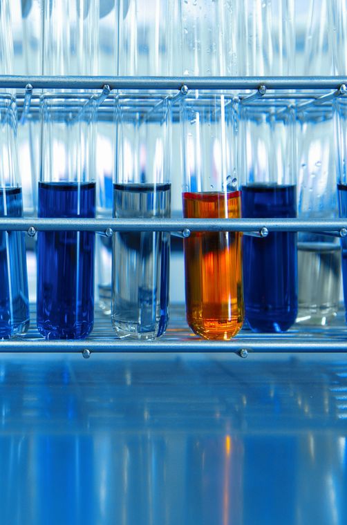 Orange And Blue Chemical Solution In Test Tubes — Van Nuys, CA — Aremco Scientific Co. Orange And Blue Chemical Solution In Test Tubes — Van Nuys, CA — Aremco Scientific Co.