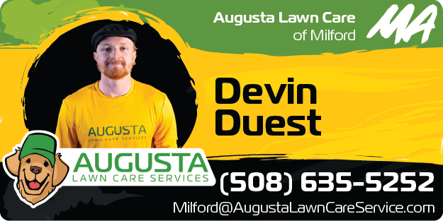 Business card: man in yellow shirt inside a yellow/black design with company logo, name, phone, and email.