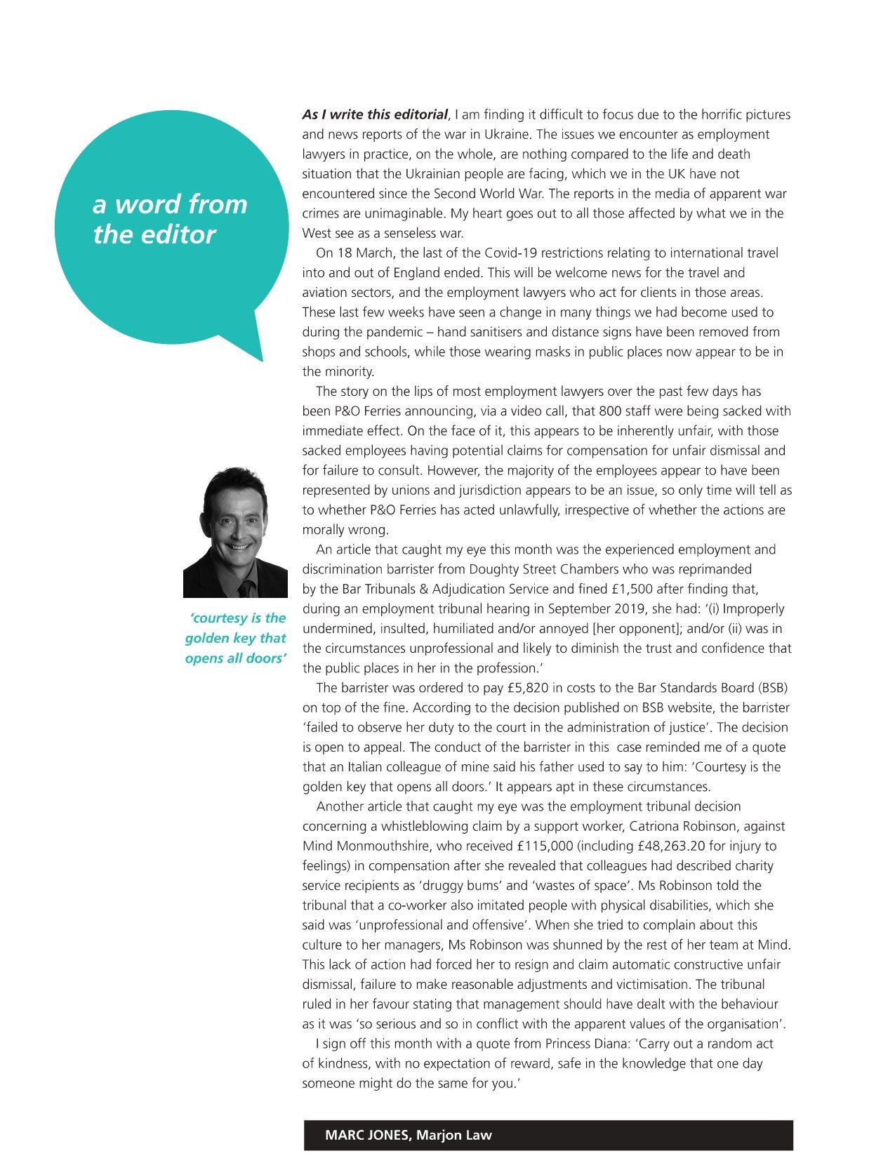 ELA Briefing Editorial - Marc Jones - April 2022 ELA Briefing Editorial - Marc Jones - April 2022