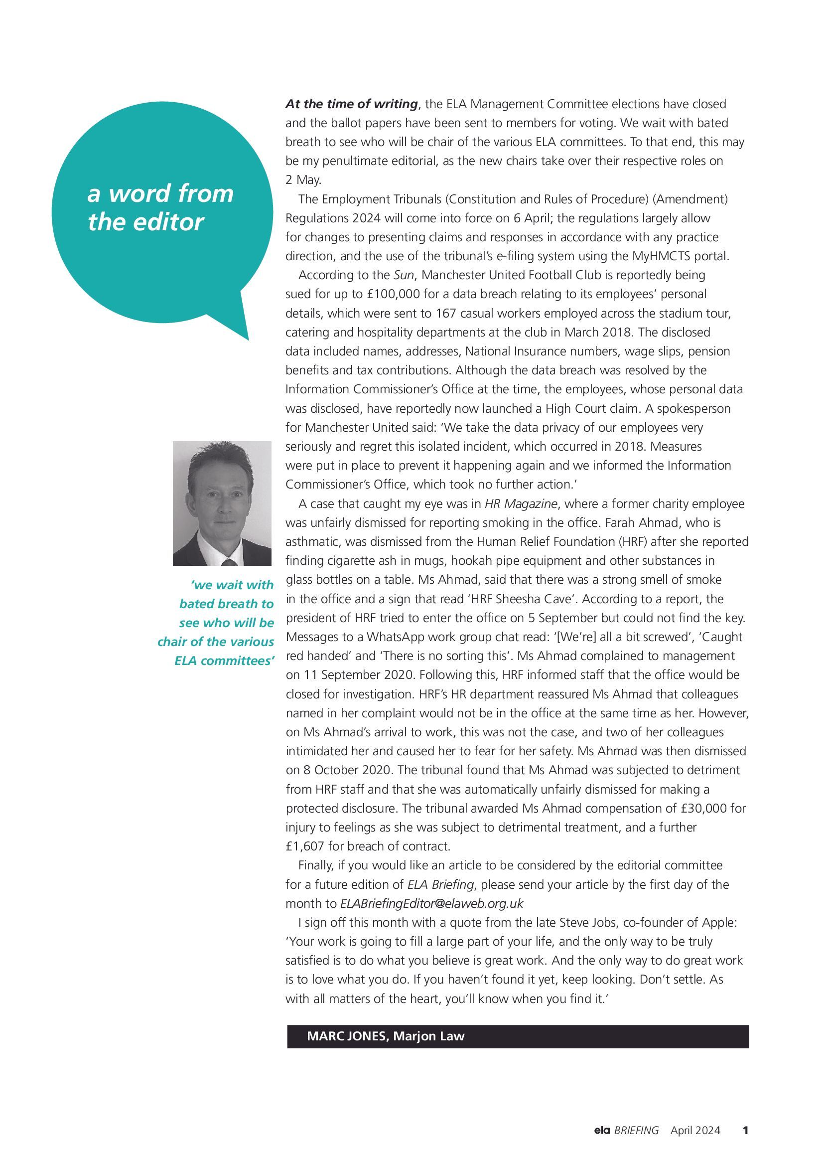 ELA Briefing Editorial - April 2024