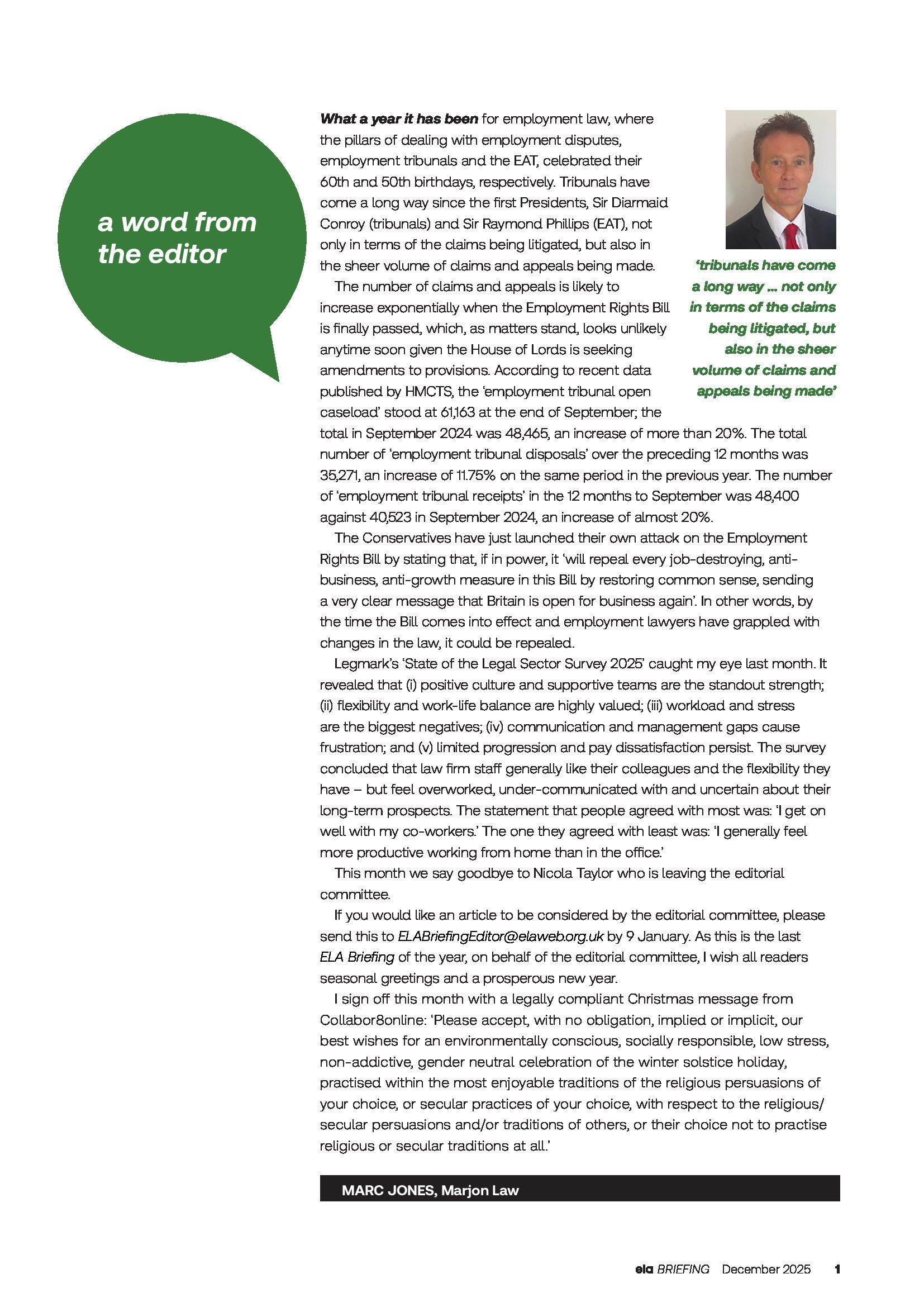 ELA Briefing Editorial - Marc Jones - December 2025