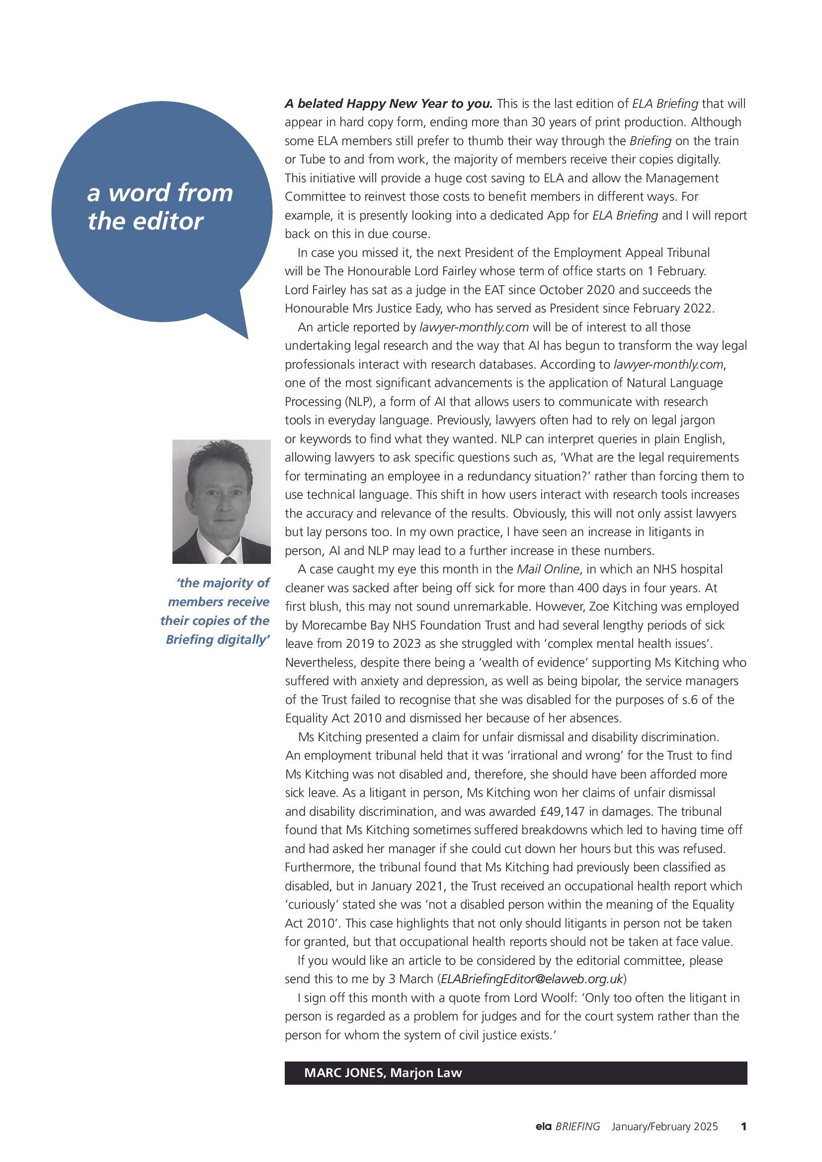 Editorial - January/February 2025