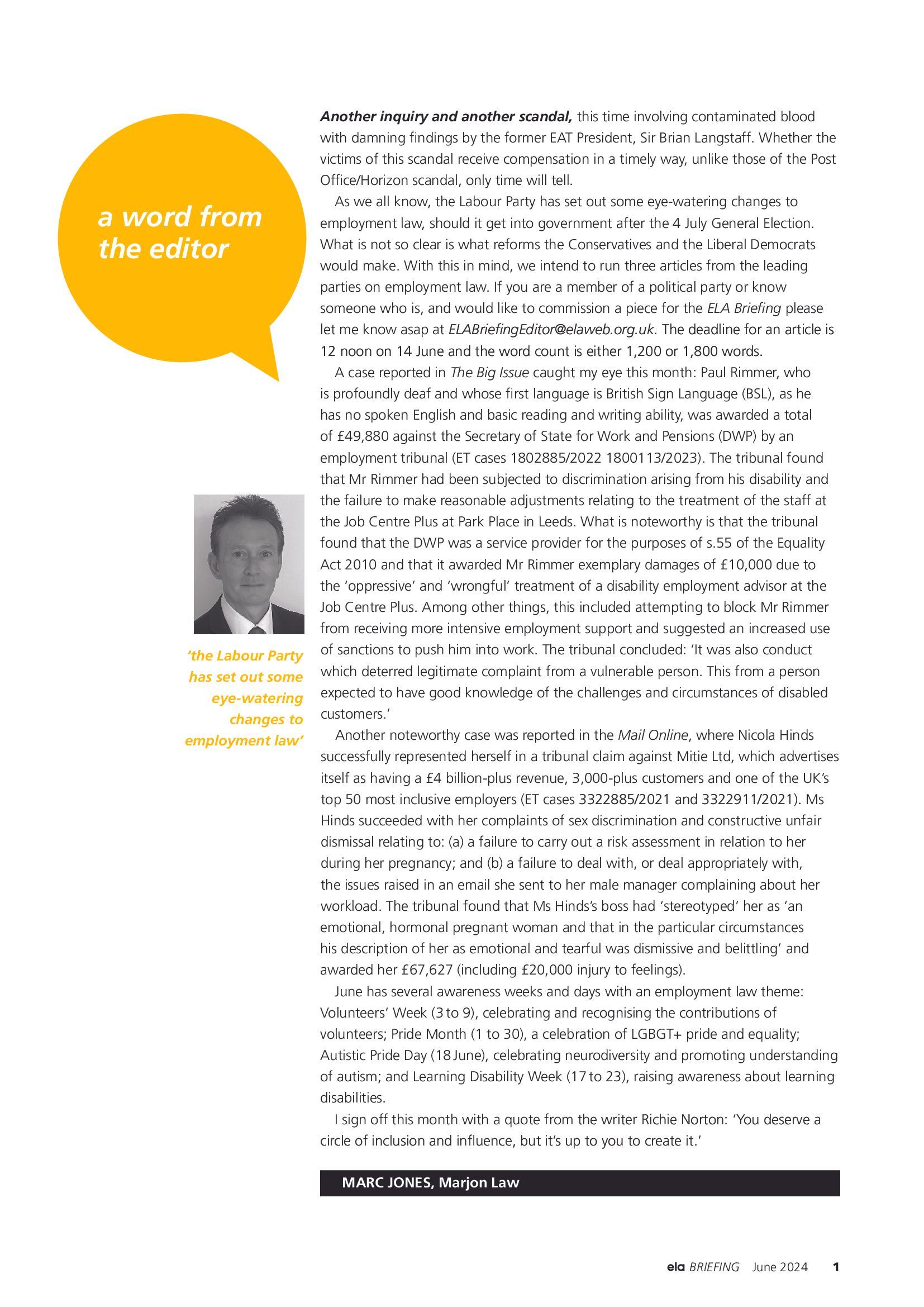 ELA Briefing Editorial - June 2024
