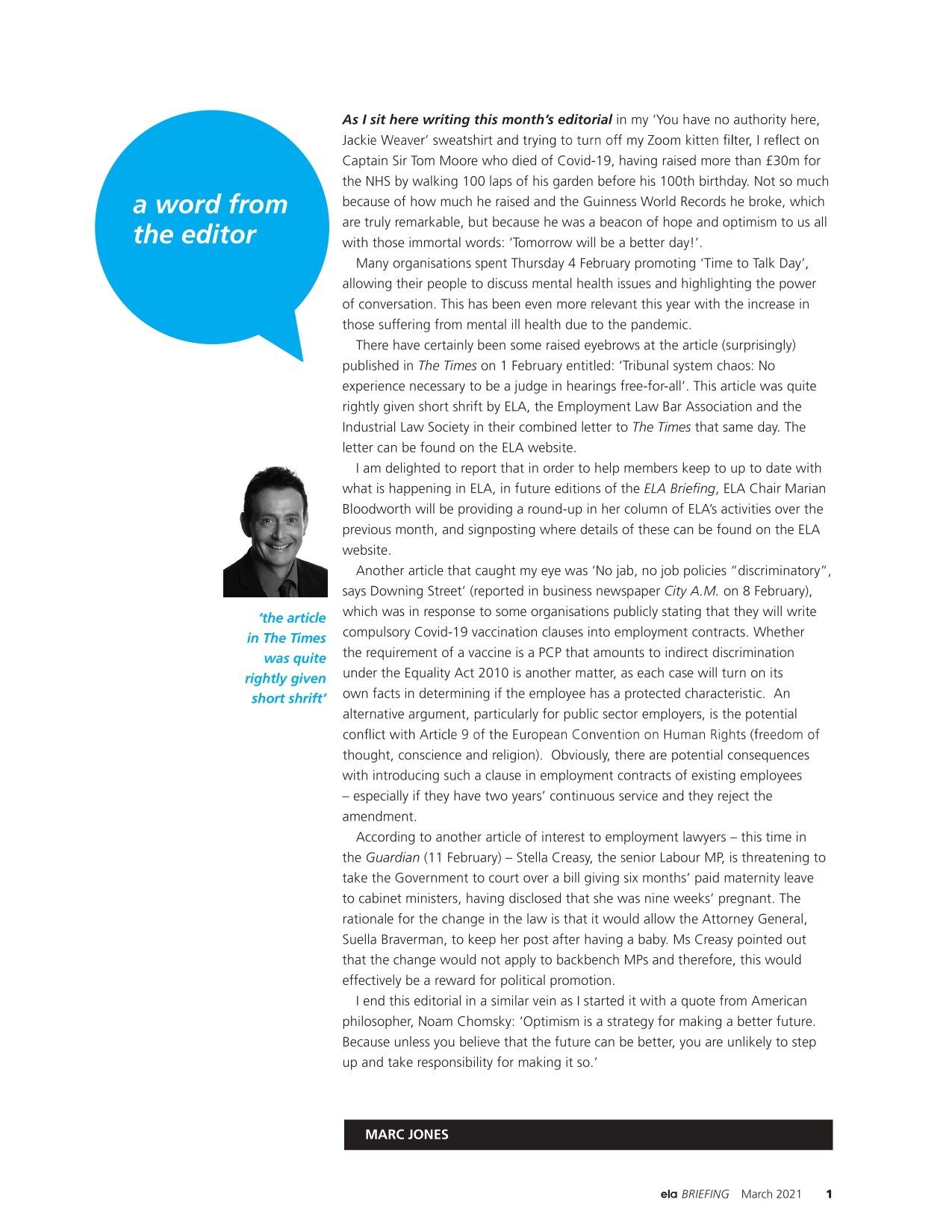 ELA Briefing Editorial - March 2021