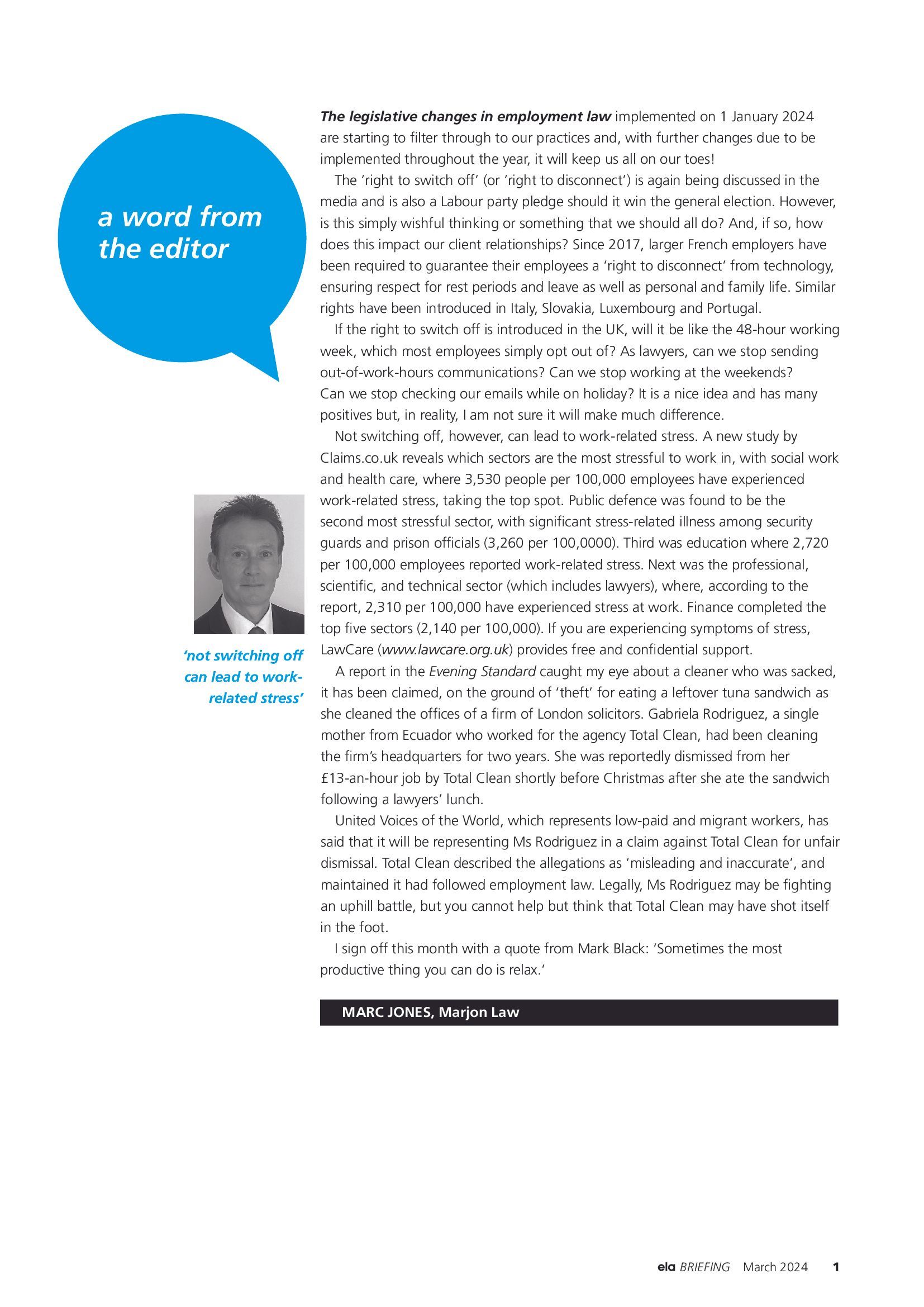 ELA Briefing Editorial - March 2024