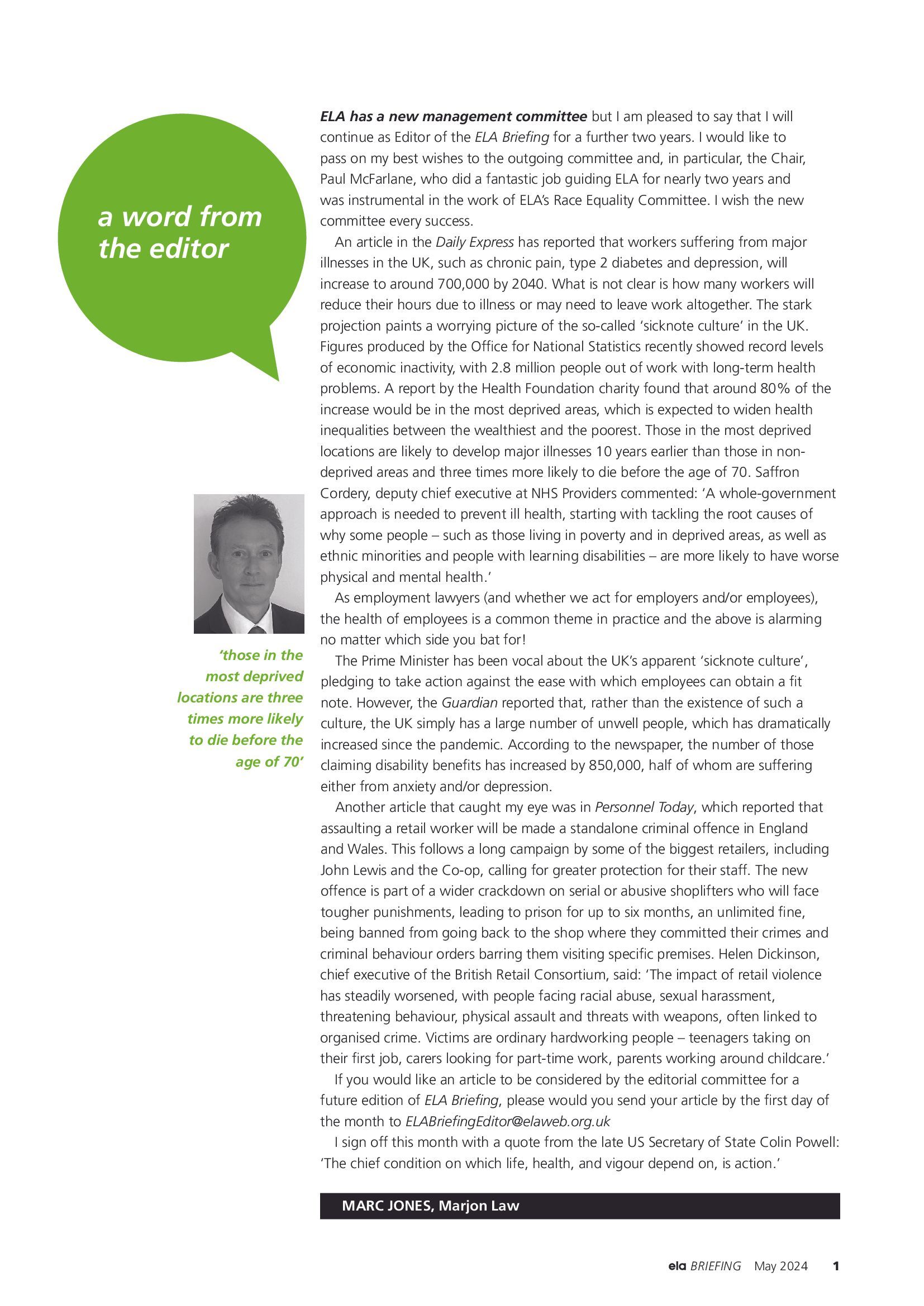 ELA Briefing Editorial - May 2024