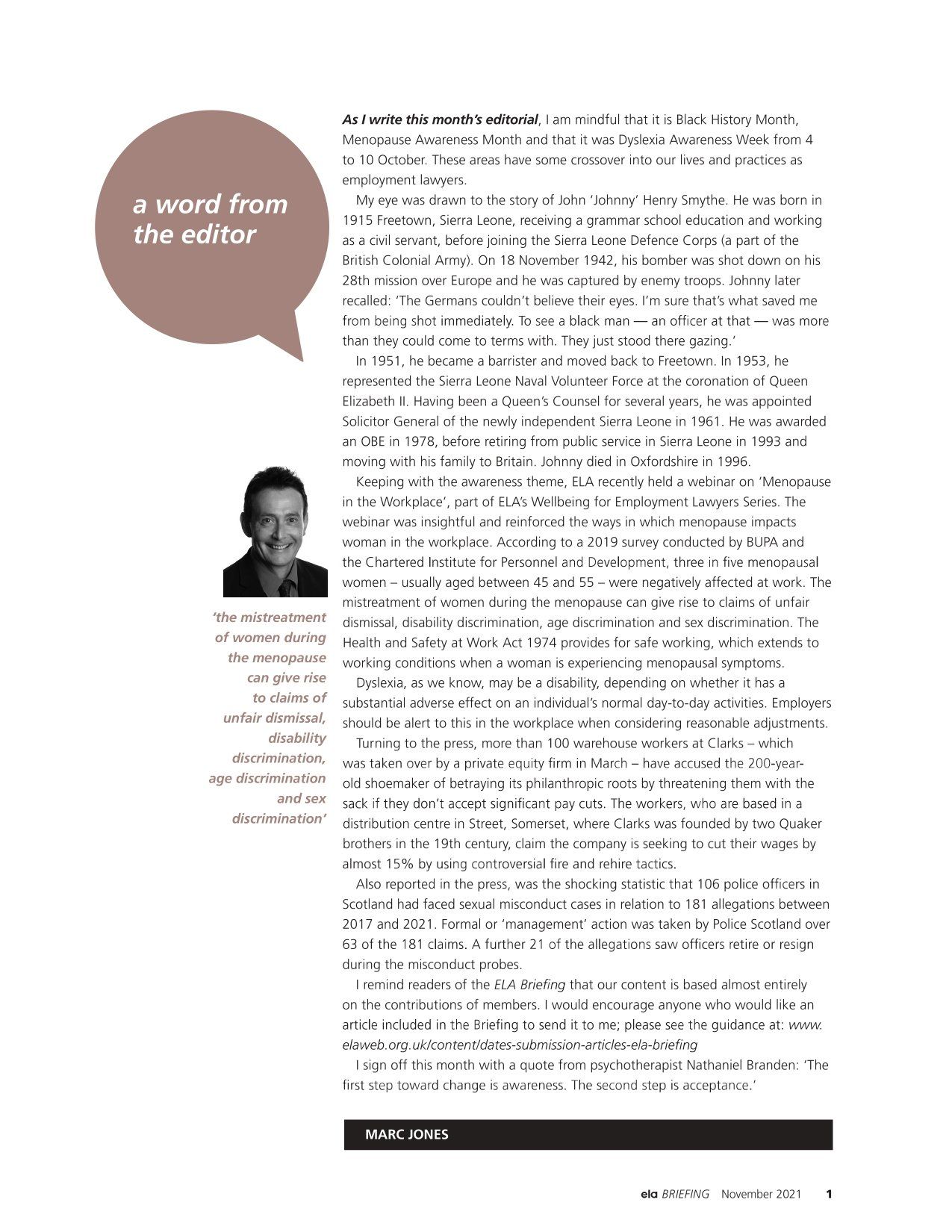 ELA Briefing Editorial - Marc Jones - November 2021 ELA Briefing Editorial - Marc Jones - November 2021