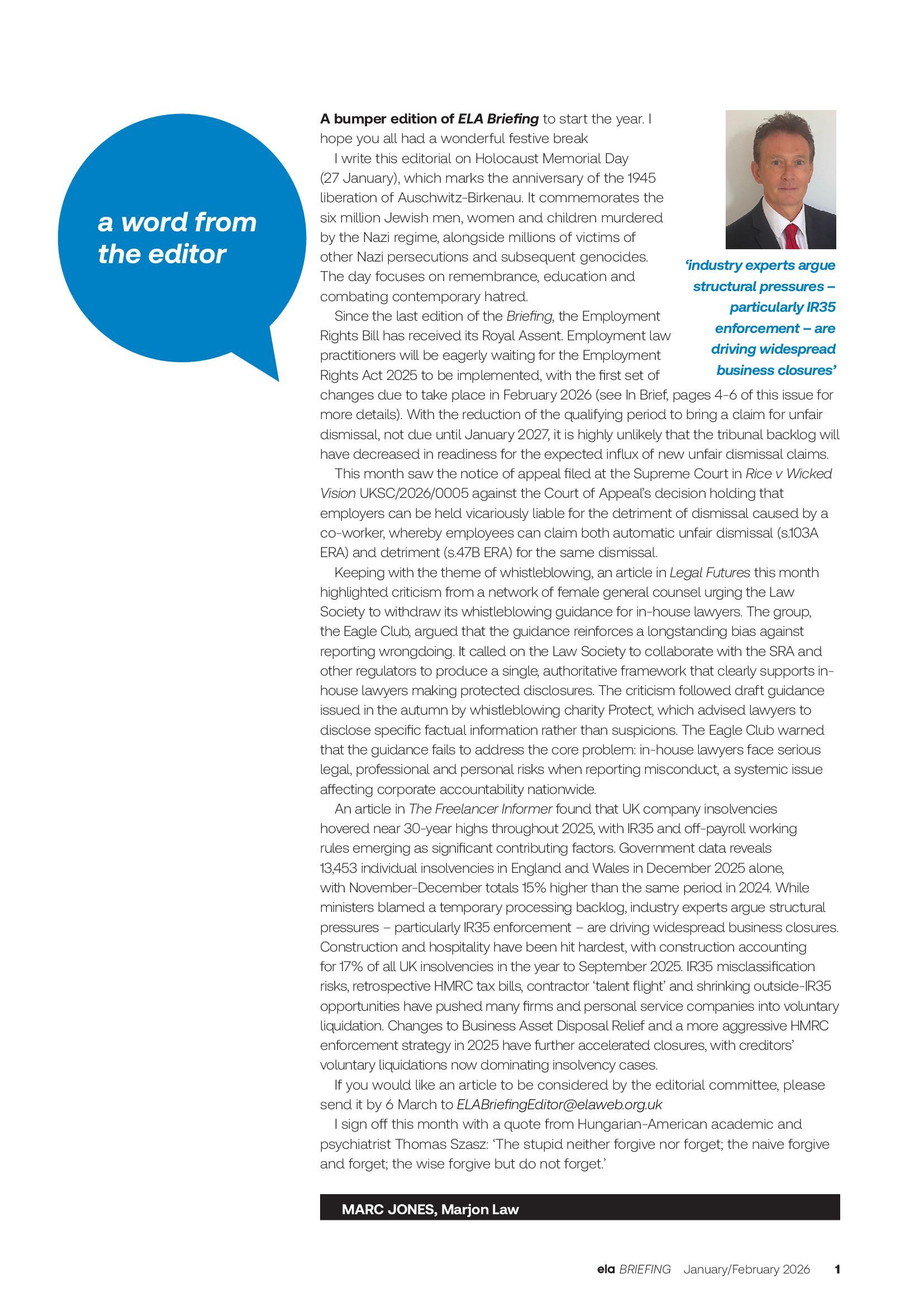 Editorial - January/February 2026