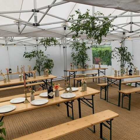 Bench Sets in Gazebo with Matting Flooring table and bench sets in gazebo on matting flooring