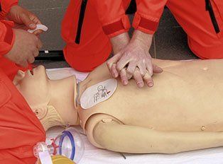 CPR training dummy in use