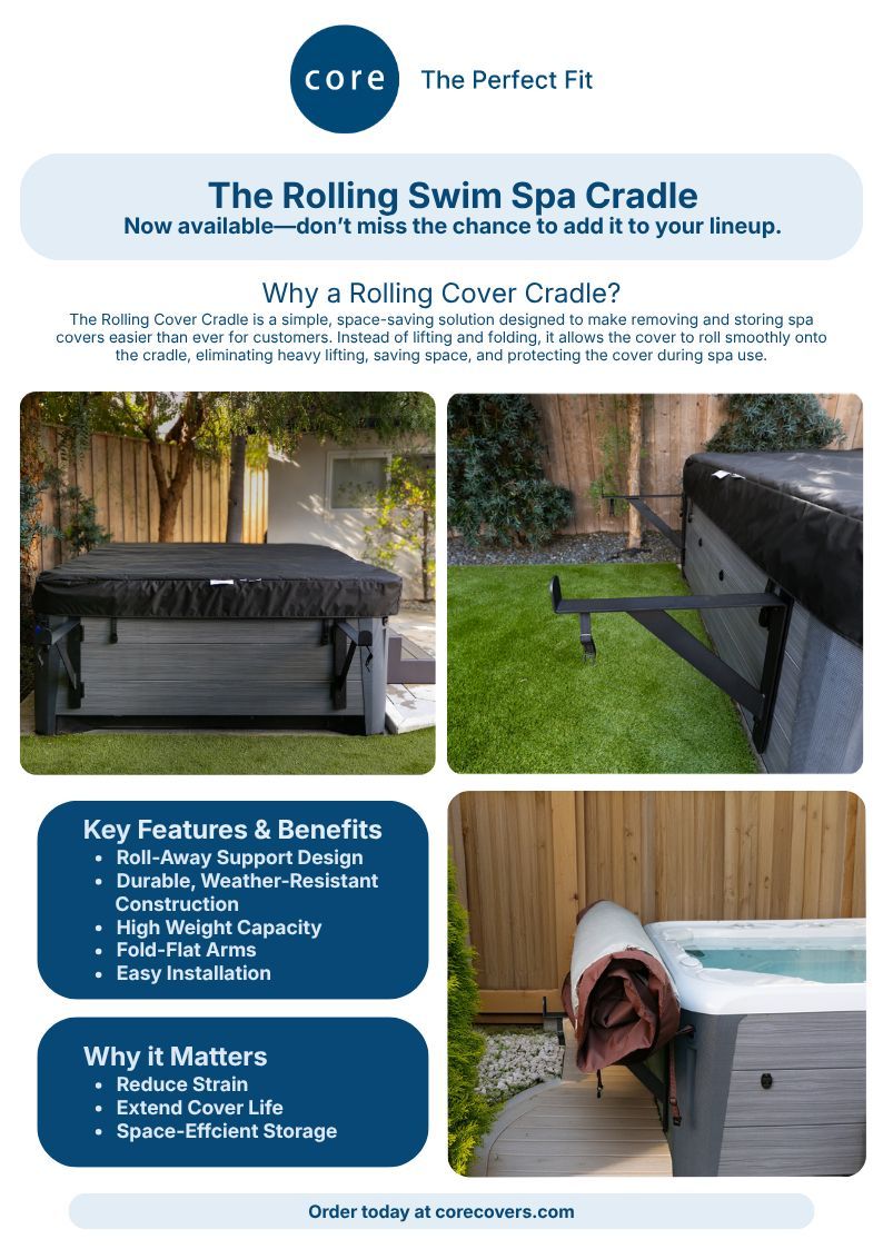 Advertisement: Spa cover. Two pictures of spa with cover, text