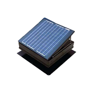 Small blue solar panel mounted on a dark base, isolated on white background