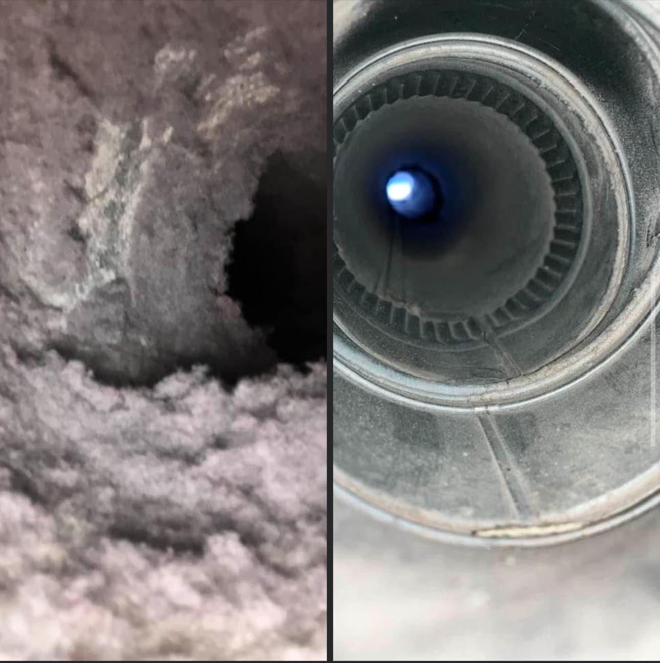 A picture of a hole in a vent and a picture of the inside of a vent.
