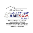 Alexa Sánchez Smart Way America Realty logo with contact details and address on white background