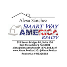 Alexa Sánchez Smart Way America Realty logo with contact details and East Stroudsburg address