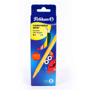 Caja de rotuladores Pelikan Colorella Star. Caja azul con dibujo de un cangrejo y colores amarillo, azul y verde.
