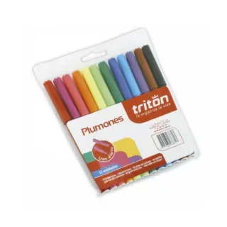 Paquete de marcadores marca Triton en varios colores, 12 unidades.