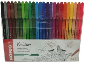 Juego de 24 bolígrafos Kores K-Liner en varios colores.