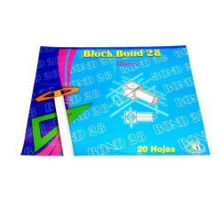 Pack de 28 hojas Block Bond con fondo azul, esquemas de dibujo y 20 hojas de texto.