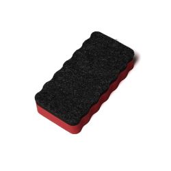Borrador de pizarra rectangular de color negro y rojo.