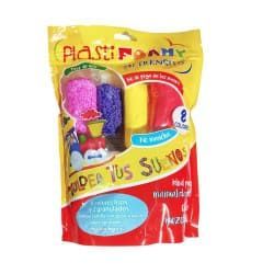 Un paquete de espuma de modelado de colores. Incluye ocho colores y texto en español.