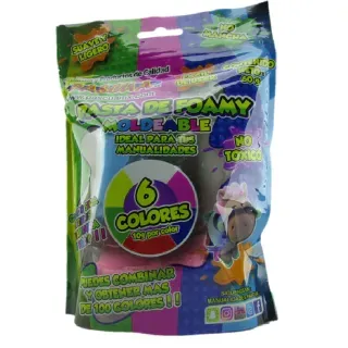 Bolsa de “Pasta de Foamy”, material artesanal moldeable, no tóxico, que contiene seis colores.