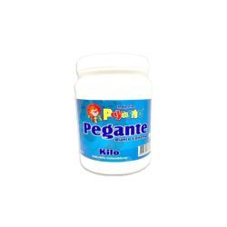 Envase blanco de “Pegante” (pegamento) con etiqueta azul y roja.