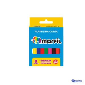 Caja de plastilina marca Marfil con 9 colores surtidos.