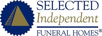 Selected Independent Funeral Homes logo with blue emblem and navy/gold text on a white background