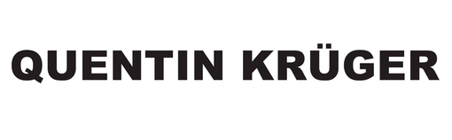 „QUENTIN KRÜGER“ in fettem, schwarzem Text auf weißem Hintergrund.