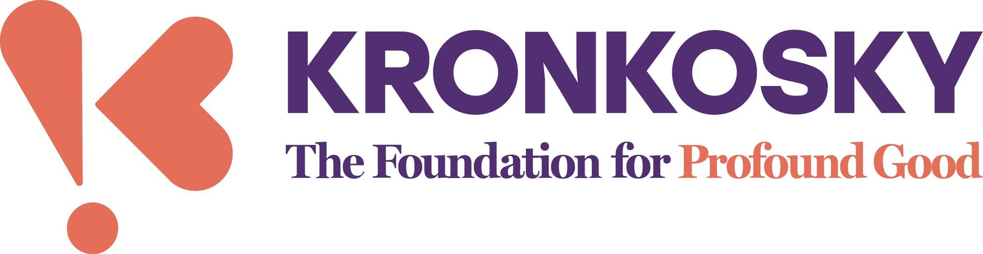 Logo for the Kronkosky Foundation with an orange stylized 'K' icon and the text 