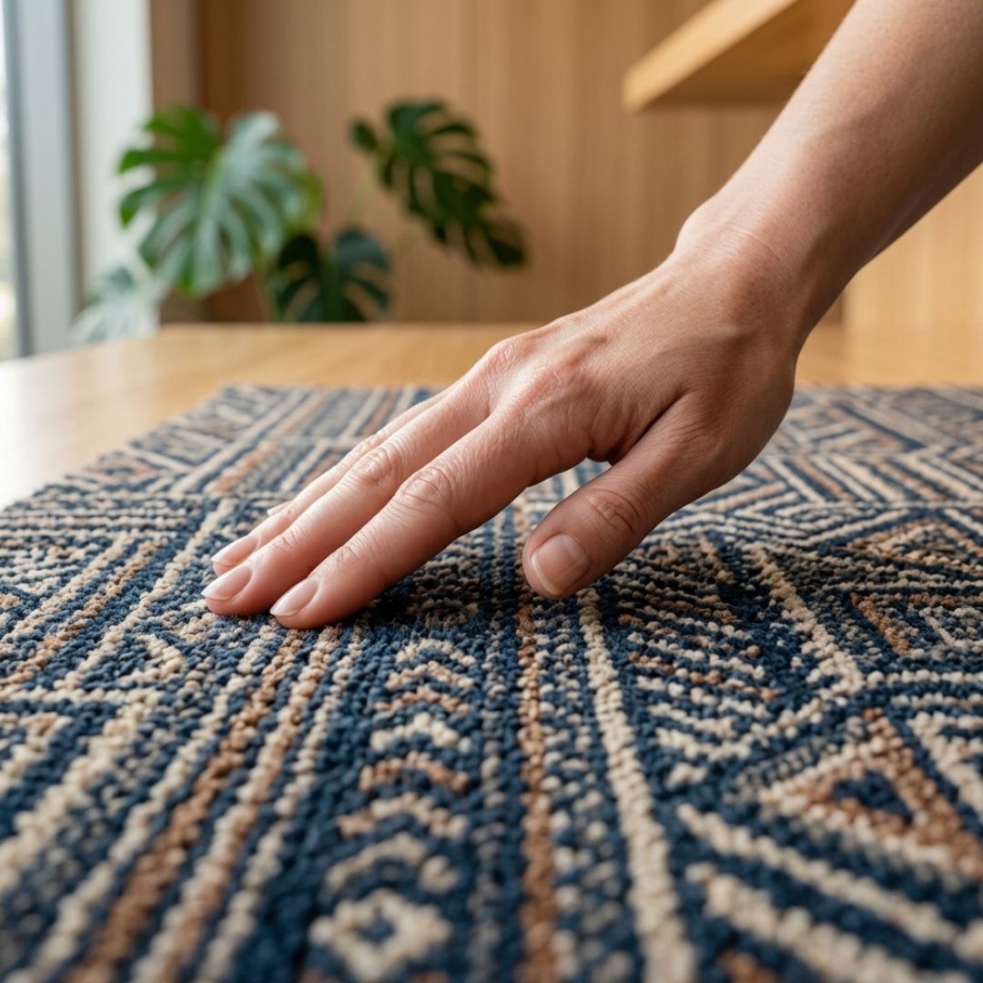 Close-up of a professional carpet cleaning wand working on office flooring.