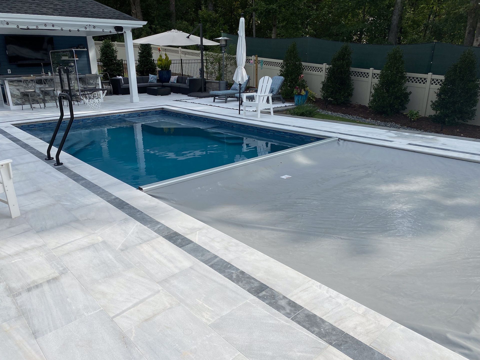 Pool Cover in Fog