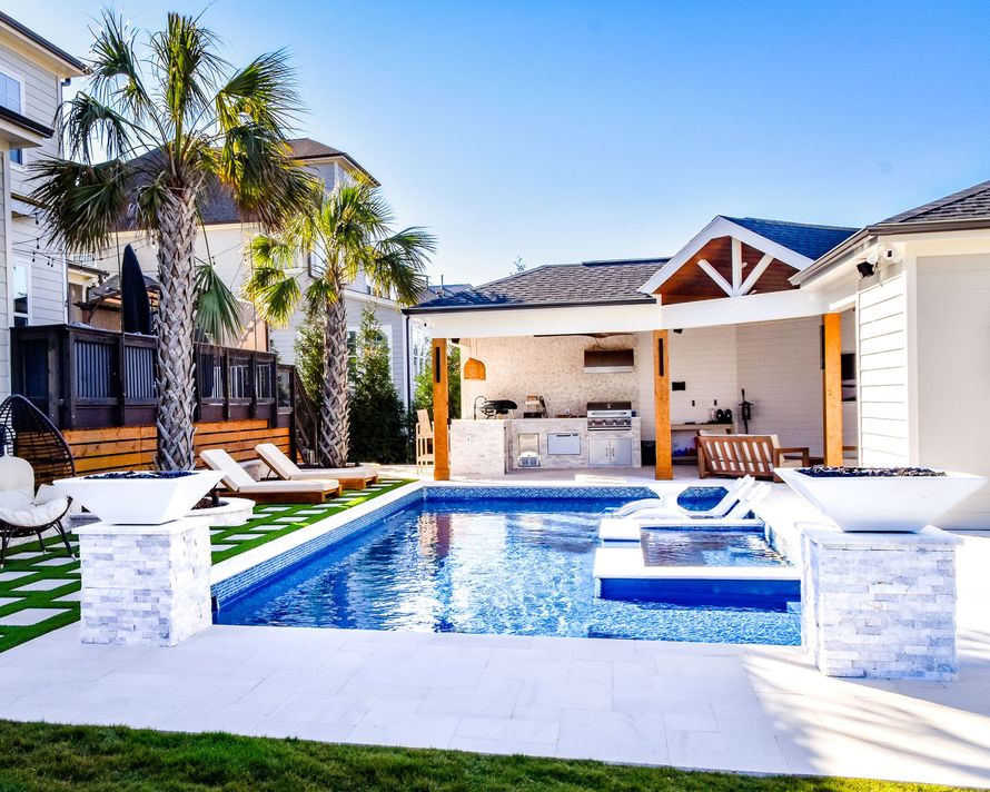 villa with pool and garden