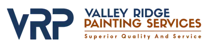Logo for Valley Ridge Painting Services: VRP initials, dark blue, with company name and tagline in brown.