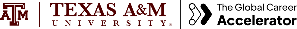 Texas A&M University and The Global Career Accelerator logos