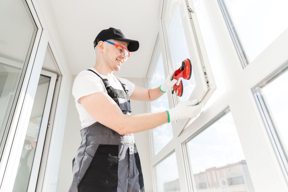 A Man is Installing a Window on a Balcony — Darwin Glass in Darwin, NT