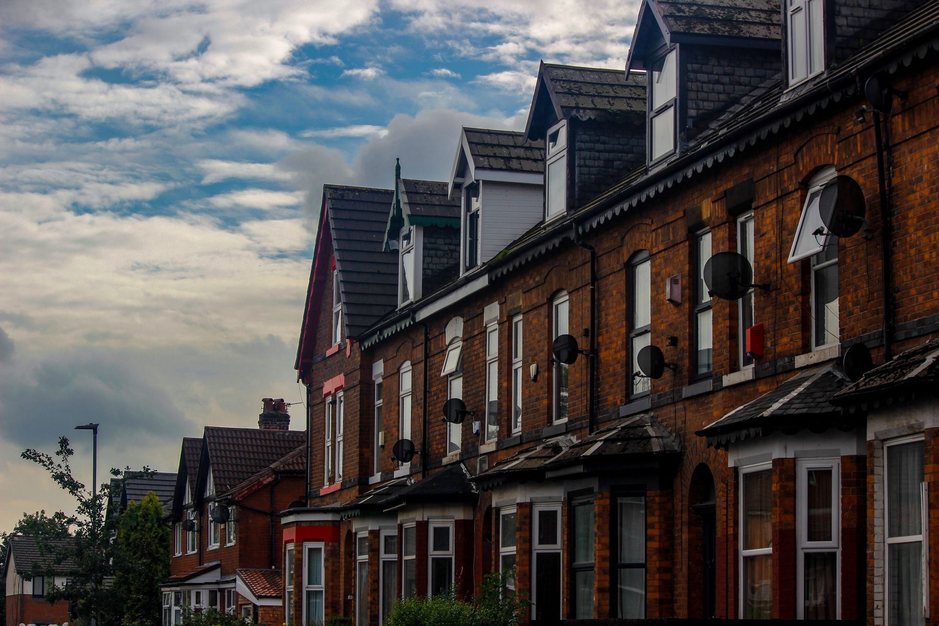 Street of red-brick Victorian terraced houses