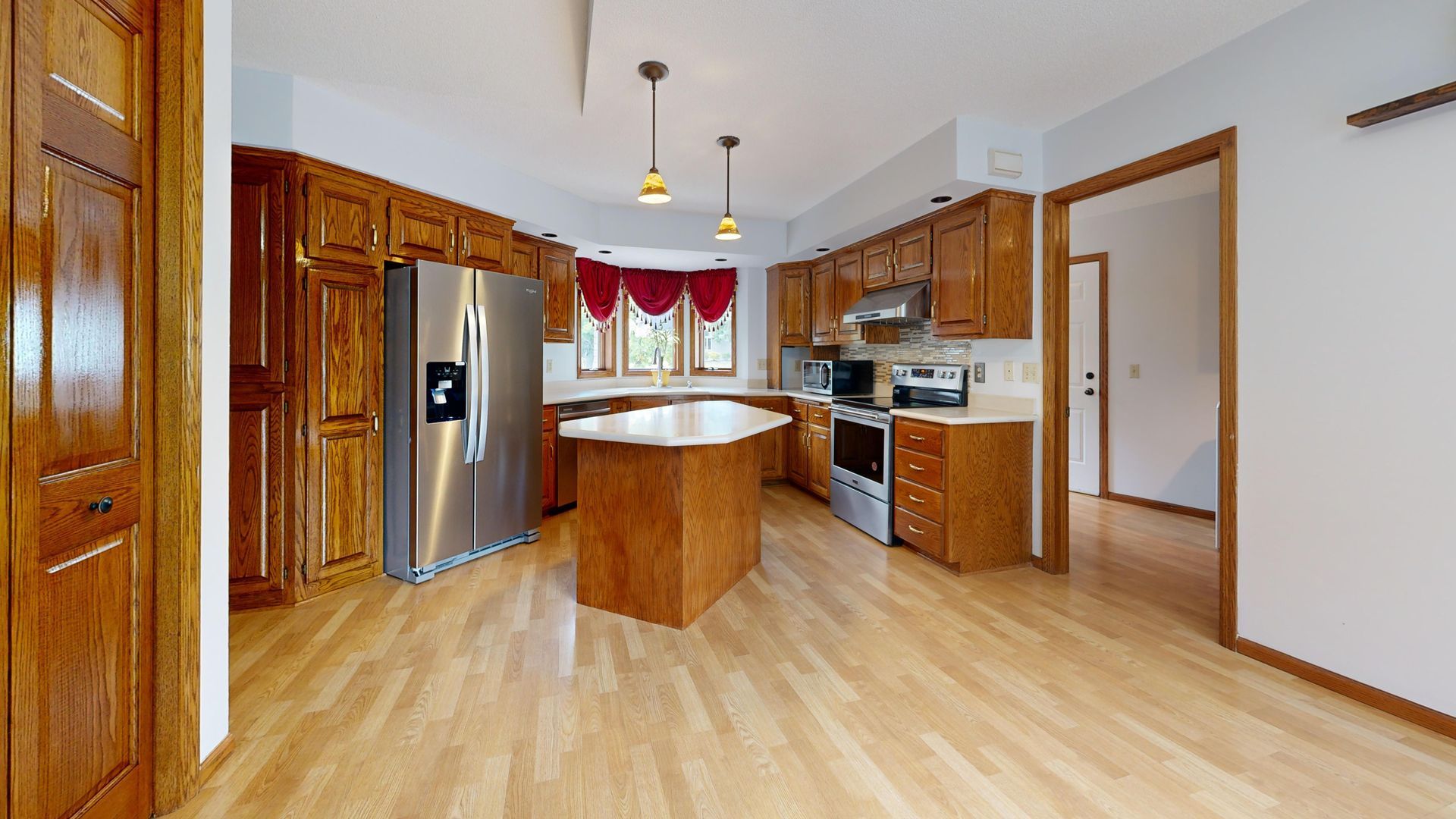 Traditional timber kitchen with wooden doors and frames in an older house