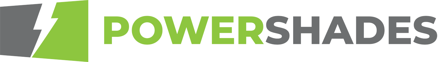 Powershades logo with green and gray lightning bolt icon and wordmark