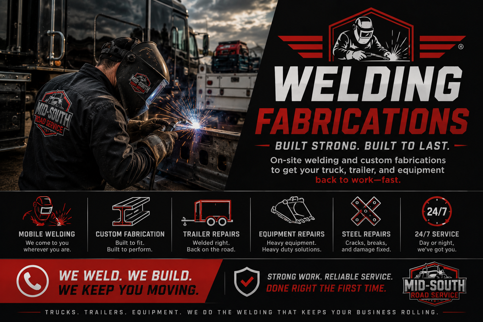Mobile welding and fabrication on a truck frame in Clarksville, TN