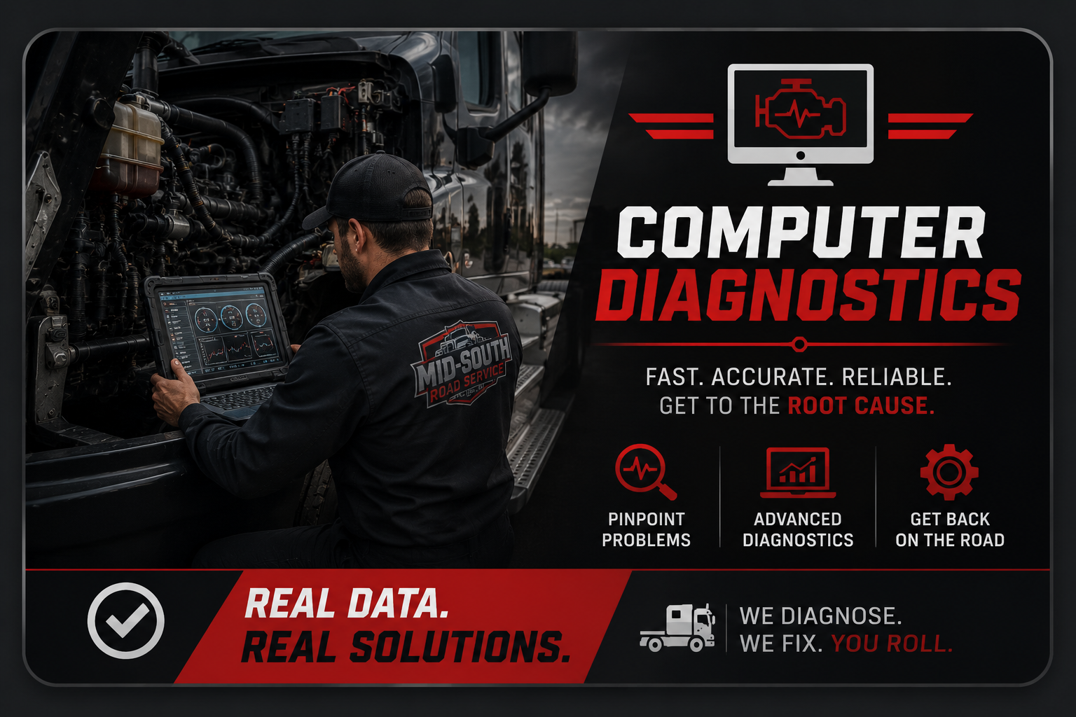 Computer diagnostics on a diesel truck — reading fault codes on-site